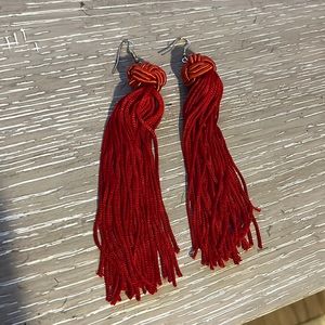 Red Tassle Earrings